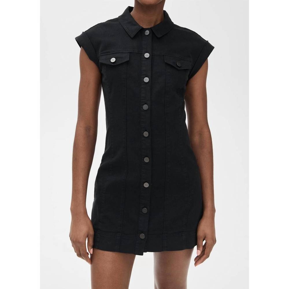 Anthropologie PAIGE Black Button-Front Mini Dress